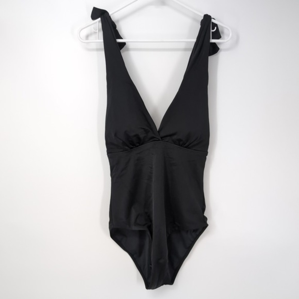 Kim Gravel x‎ Swimsuits For All One Piece Swimsuit Black Tie Shoulder Women Sz 8